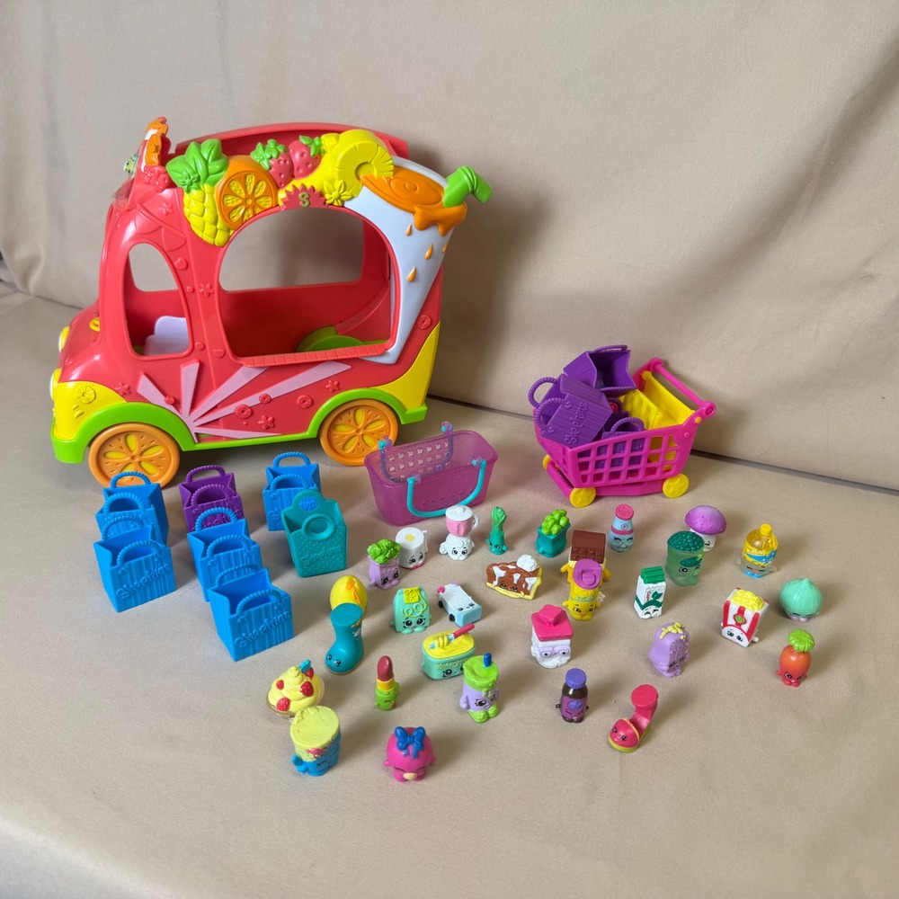 Shopkins Smoothie Truck Playset with Shopping Cart Baskets and 25+ Figures Lot